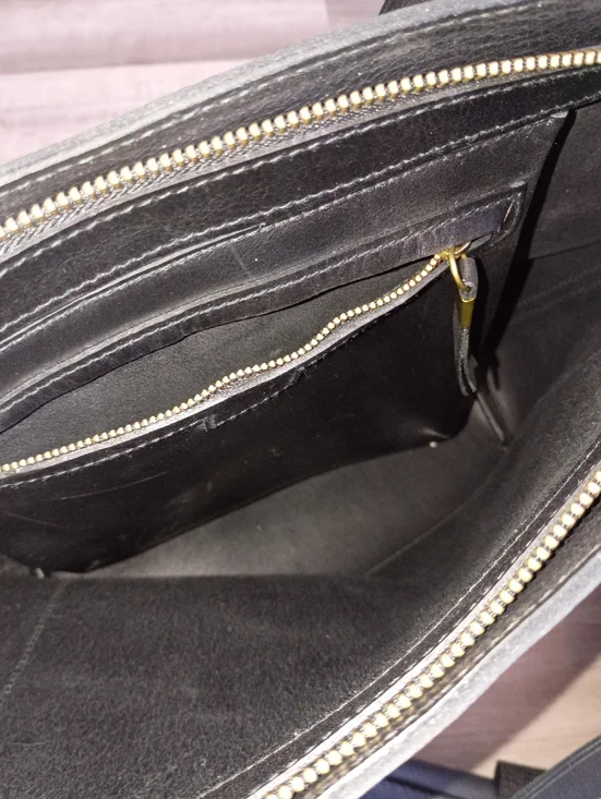 Madewell Classic True Black Leather The Medium Transport Tote Travel Minimalist - Picture 12 of 14